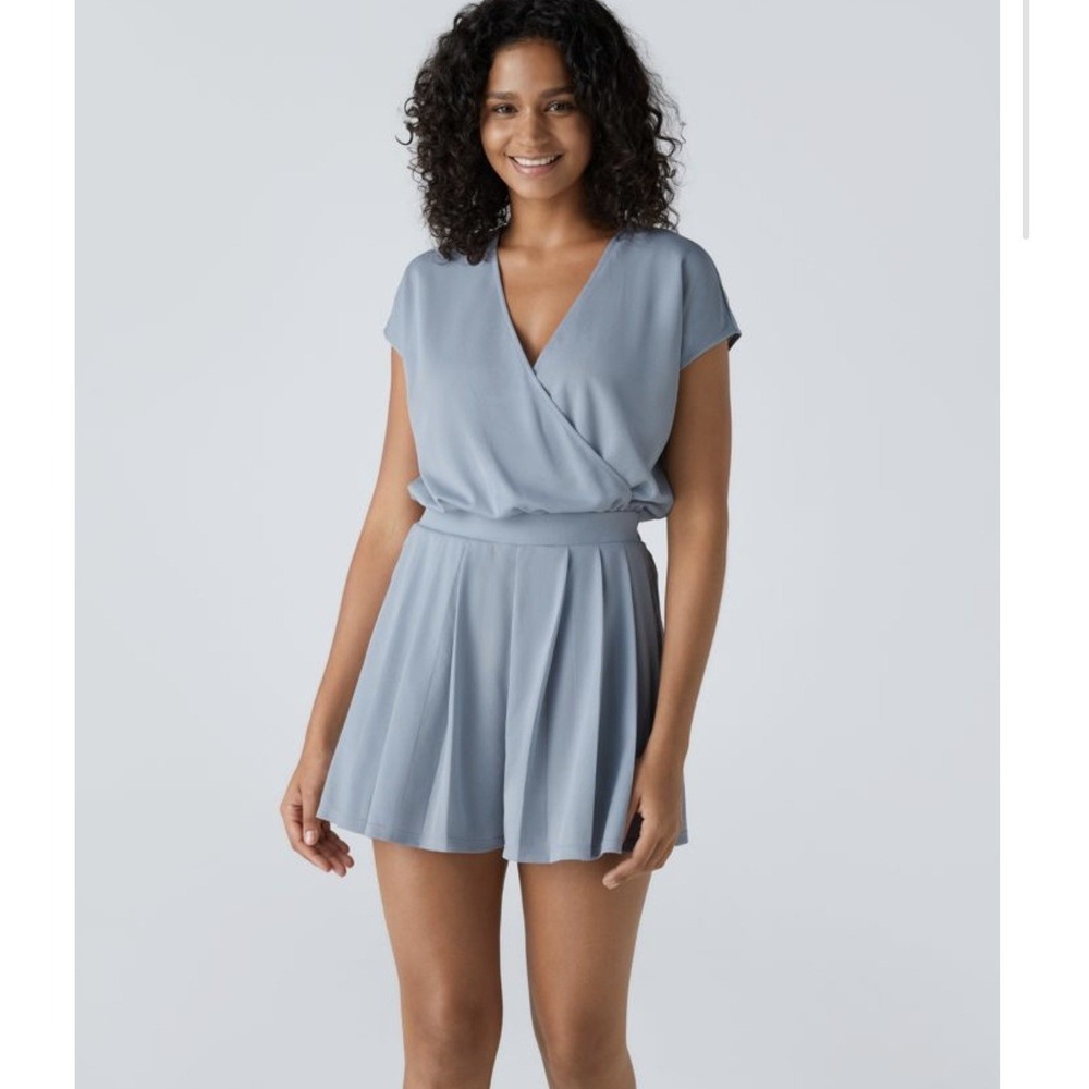 HHalara Easy Peasy Pleated Romper Light Blue Womens sz XL